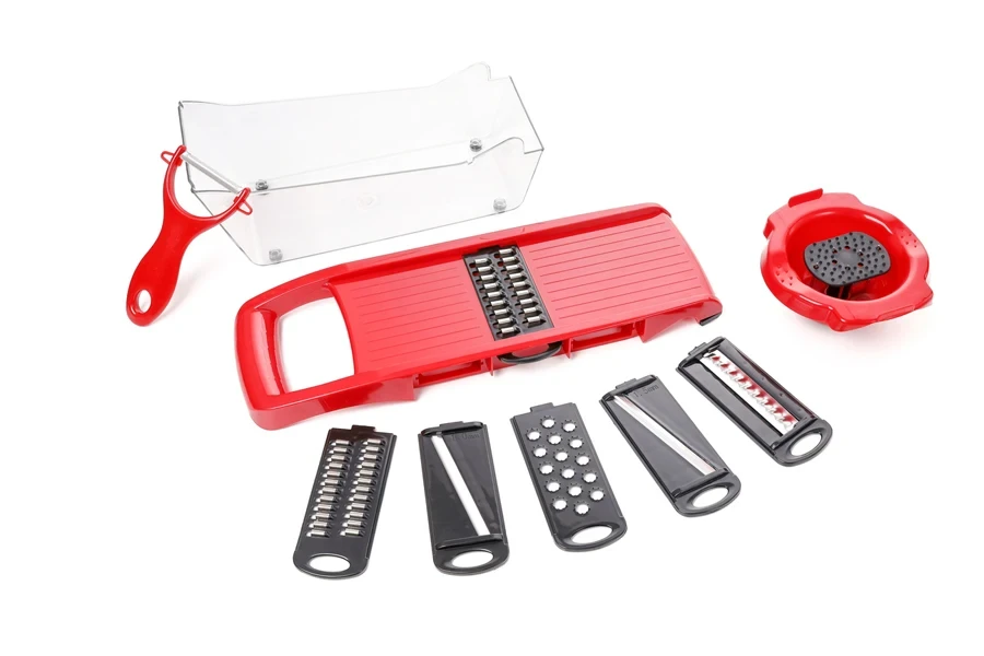 Multifunctional mandoline slicer with interchangeable blades