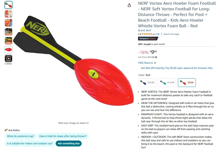 NERF Vortex Aero Howler Football