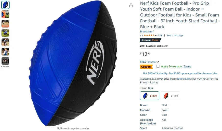Nerf Pro Grip Classic Football