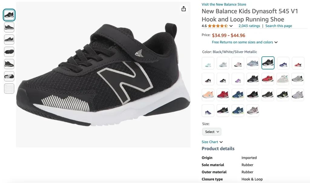 New Balance Kids Dynasoft 545 V1 Hook and Loop Running Shoes
