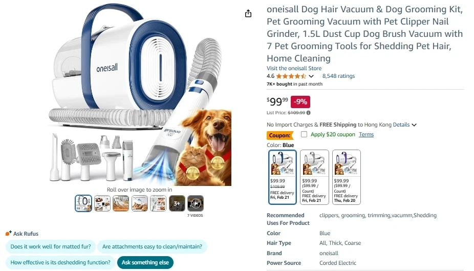 Oneisall Pet Grooming Kit for Dogs and Cats