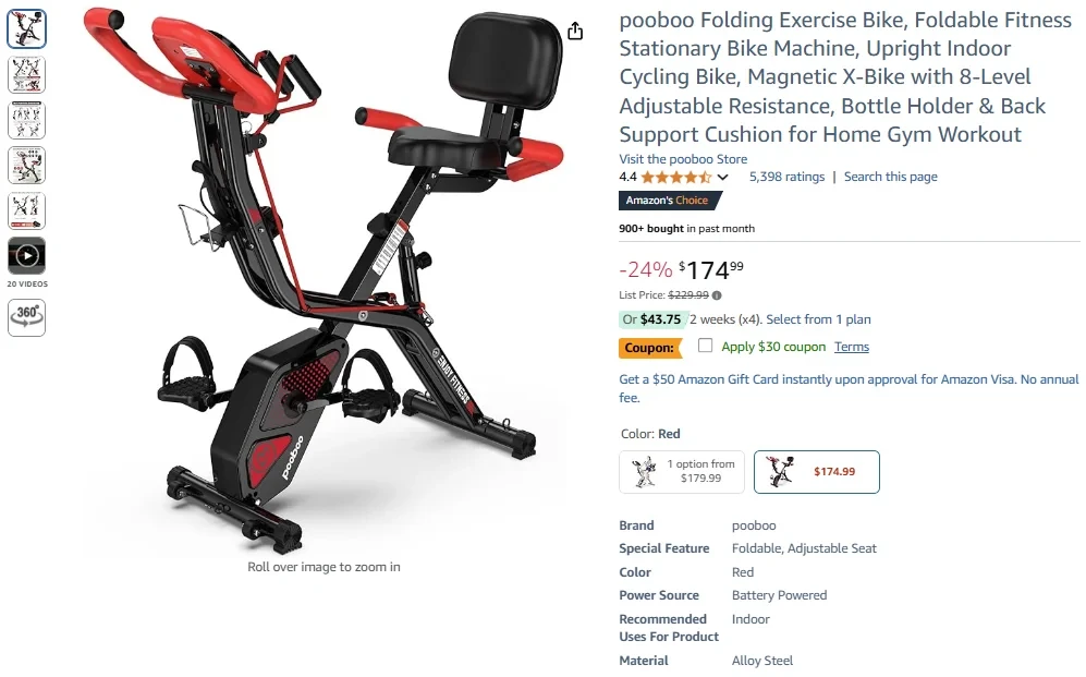 Pooboo Folding Exercise Bike