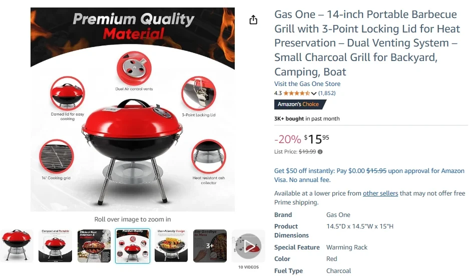 Portable Charcoal BBQ Grill