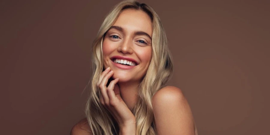 Portrait of young girl with beautiful skin and make-up