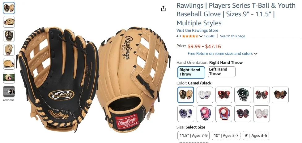 Rawlings Players T-ball Baseball Glove