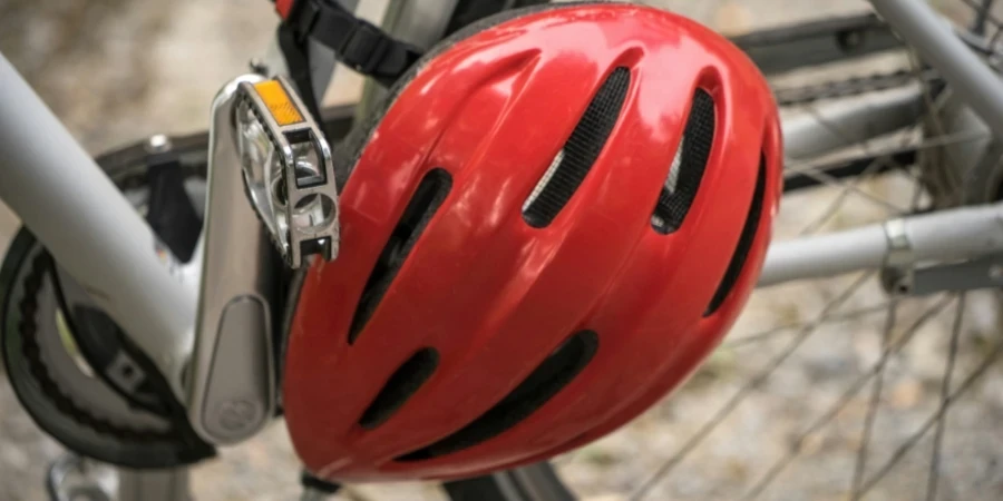 Red bike helmet