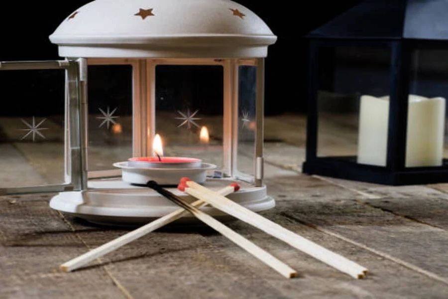 Rustic white stainless steel lantern with unique design