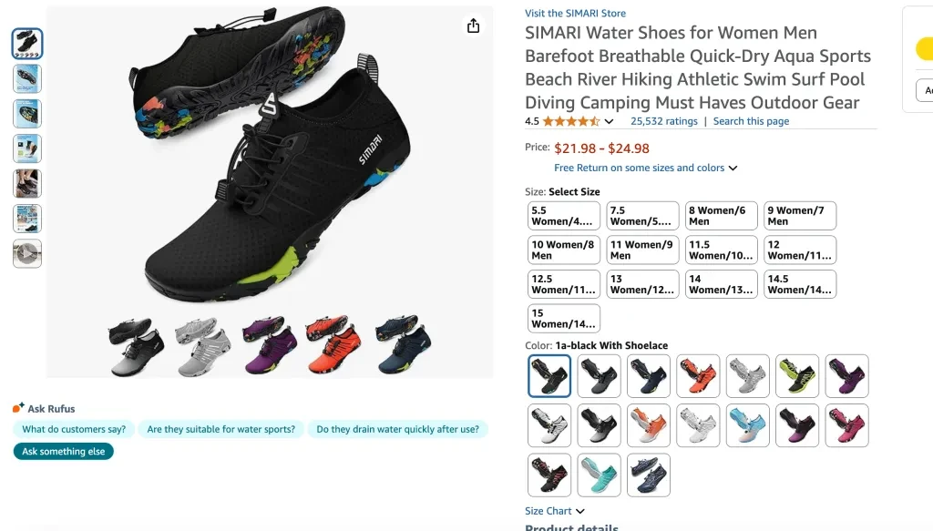 SIMARI water shoes for women men barefoot breathable