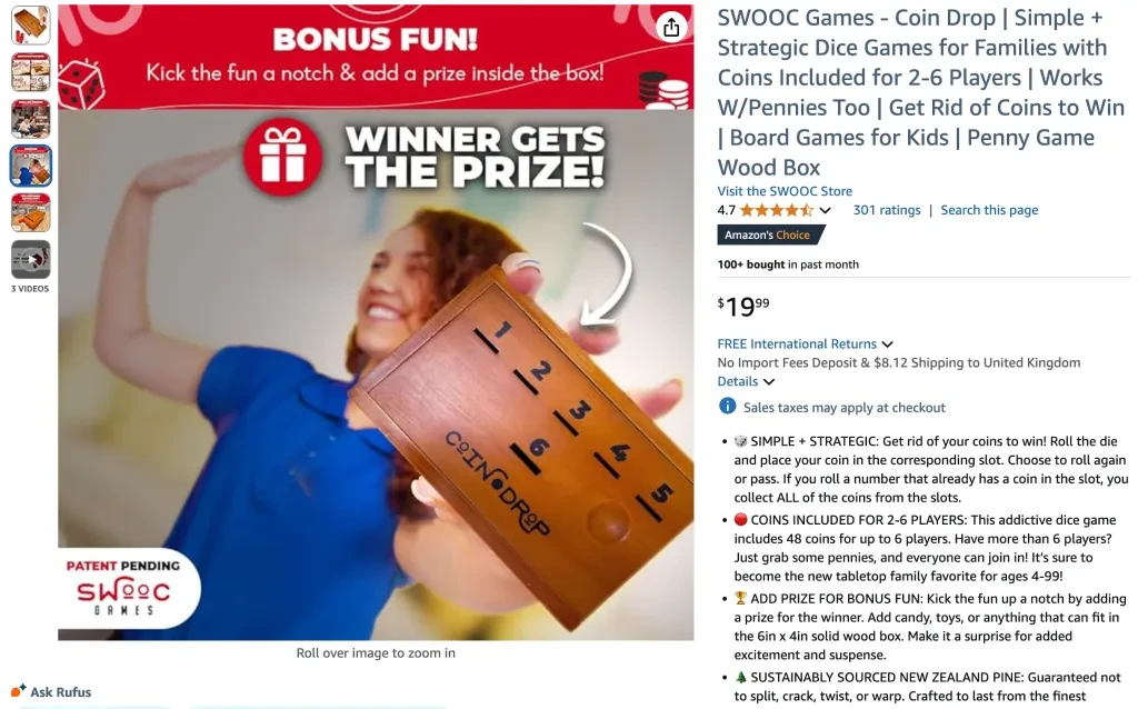 SWOOC Games - Coin Drop Simple + Strategic Dice Game
