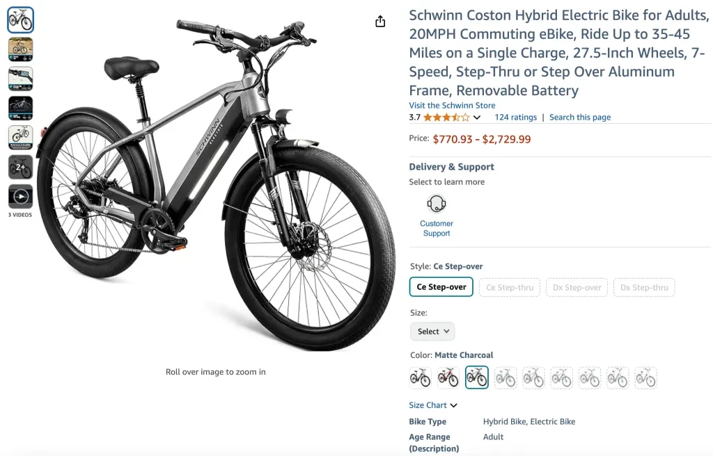 Schwinn Coston Hybrid Electric Bike for Adults
