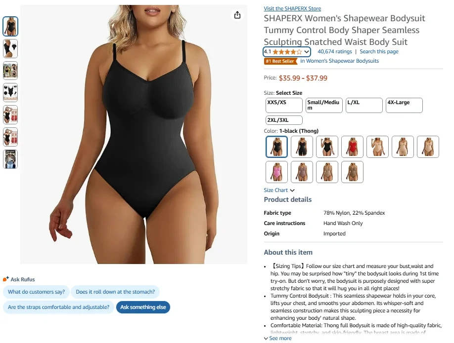 Seamless Bodysuit Shapewear