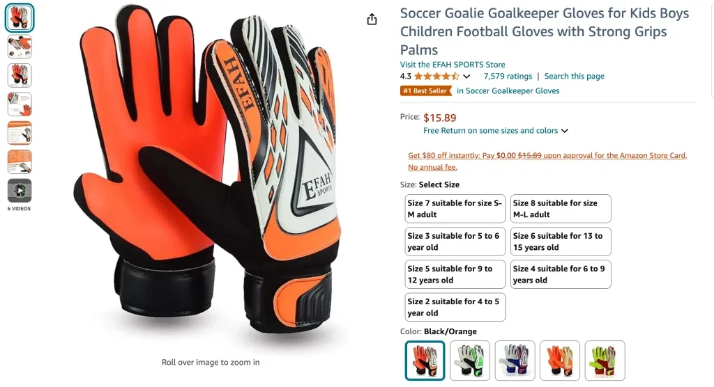 Soccer Goalie Goalkeeper Gloves for Kids by Sportout