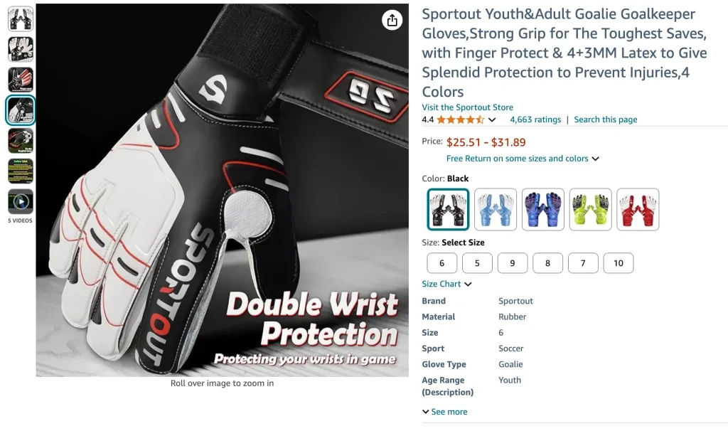 Sportout Youth & Adult Goalie Gloves