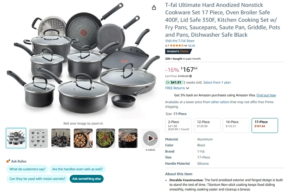 T-fal Ultimate Hard Anodized Nonstick Cookware Set