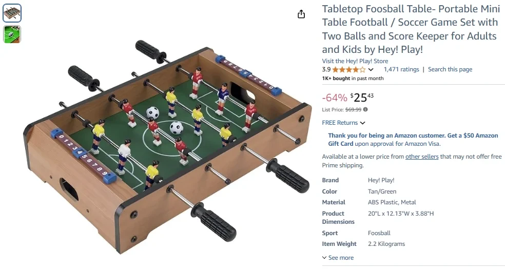 Tabletop Foosball Table by Hey! Play!