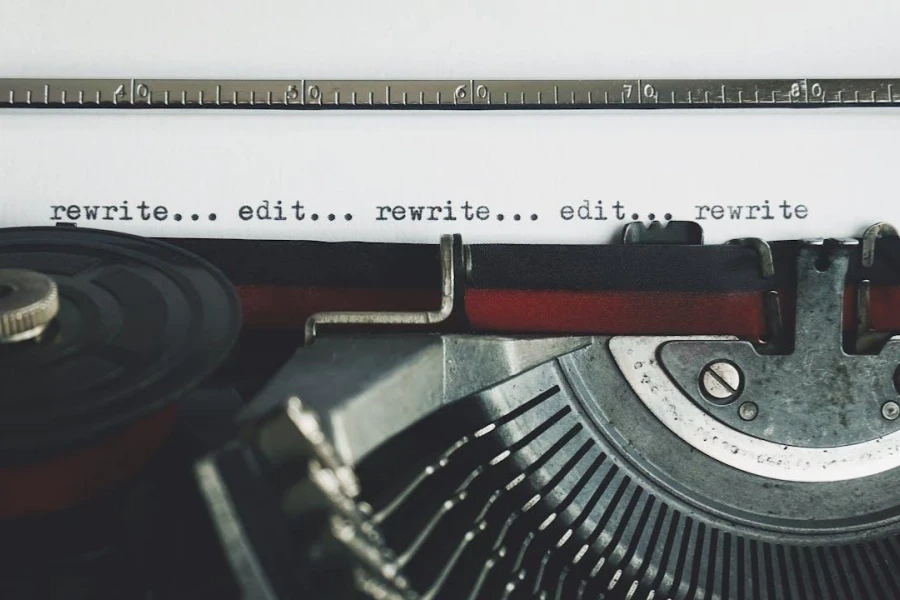 Text on a typewriter ‘rewrite…edit…