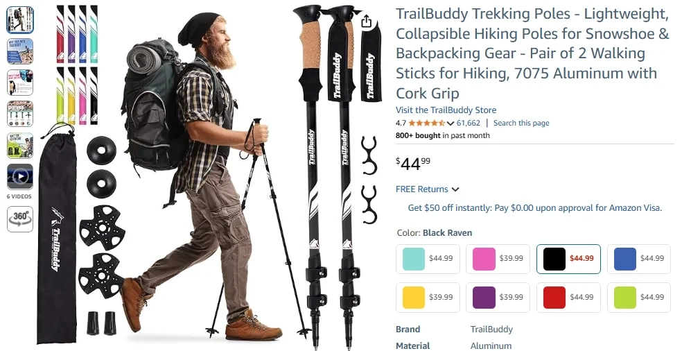 TrailBuddy Trekking Poles Lightweight
