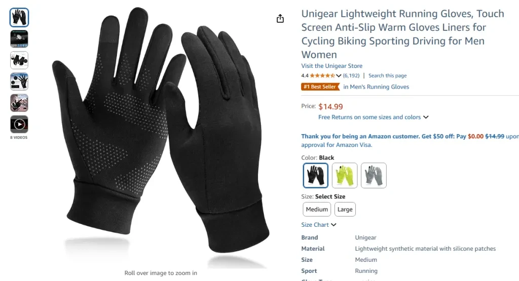 Unigear Lightweight Running Gloves
