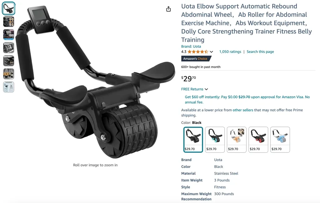 Uota elbow support automatic rebound abdominal wheel