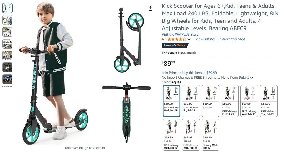 WAYPLUS Scooter for Kids