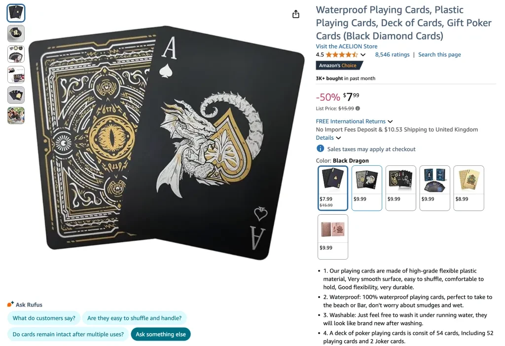 Waterproof plastic playing cards