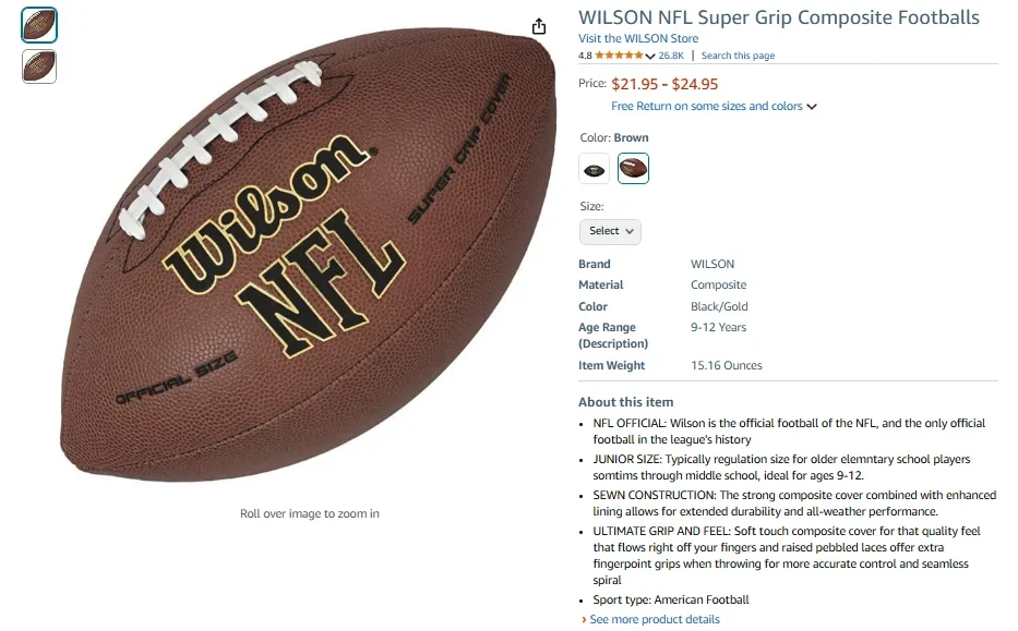 Wilson Super Grip Official Football