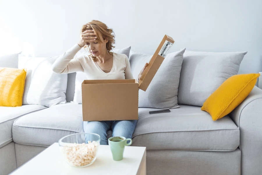 Woman disappointed with her package