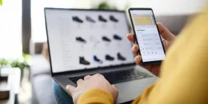Woman shopping on an online store