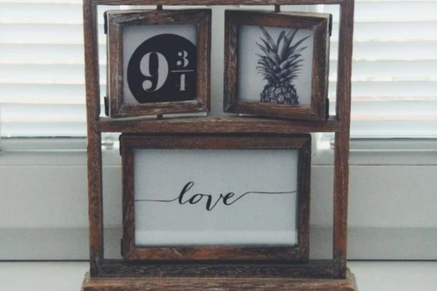 Wooden photo frame for multiple pictures