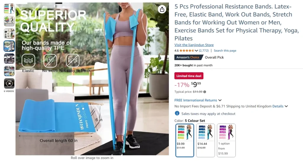 5 Pcs Professional Resistance Bands – Latex-Free Stretch Set