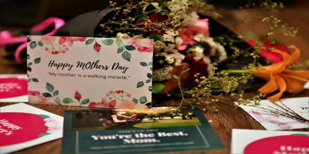 A Mother’s Day greeting card on a table