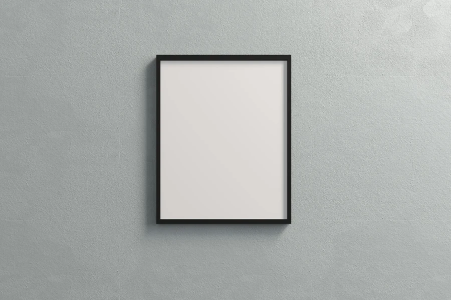 A blank canvas with a black wooden frame