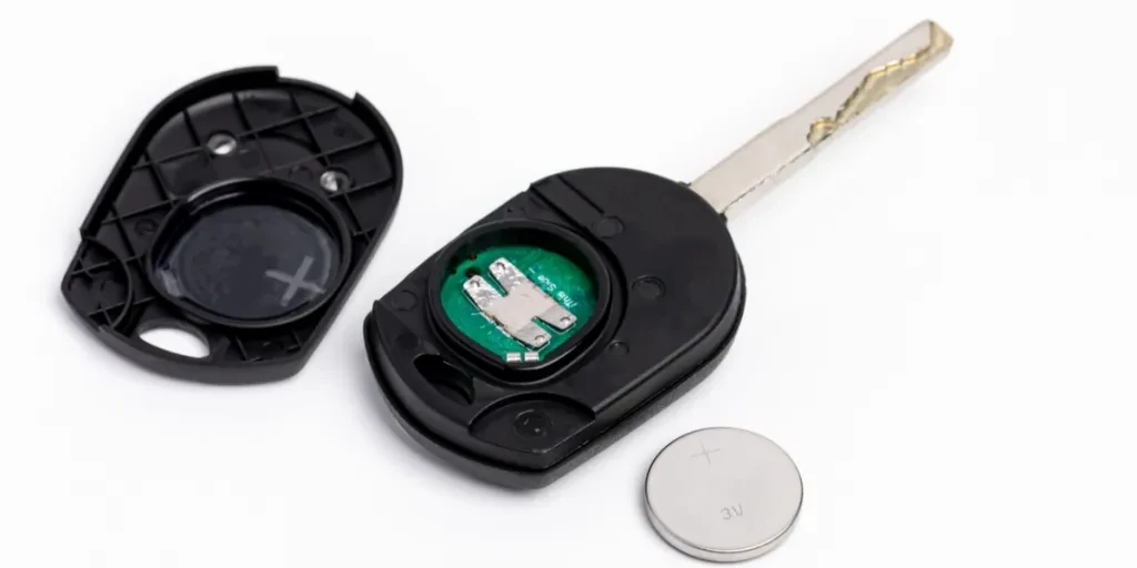 A car key fob remorse with battery