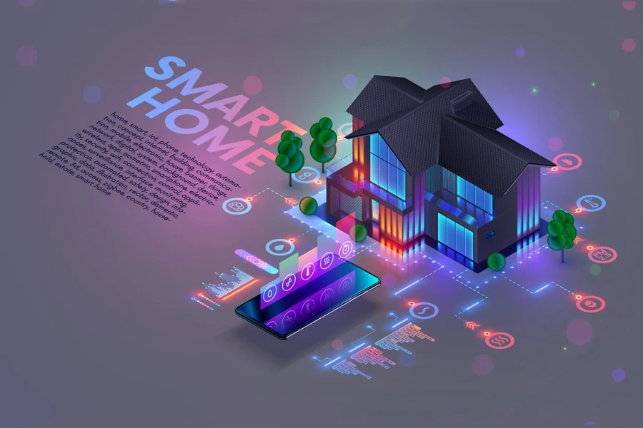 A concept of a smart home connected wirelessly