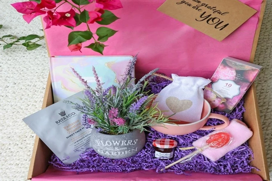 A customized gift basket with assorted items