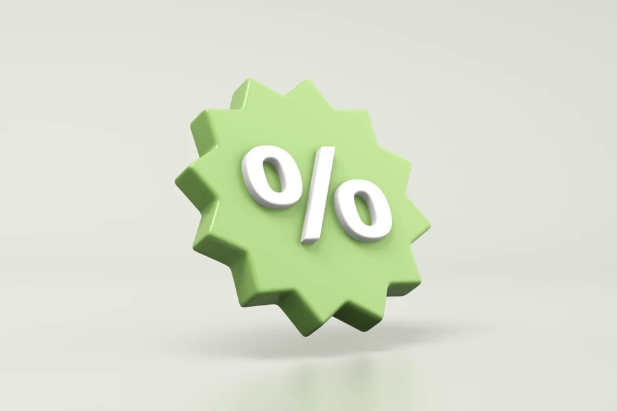 A discount icon on a grey background