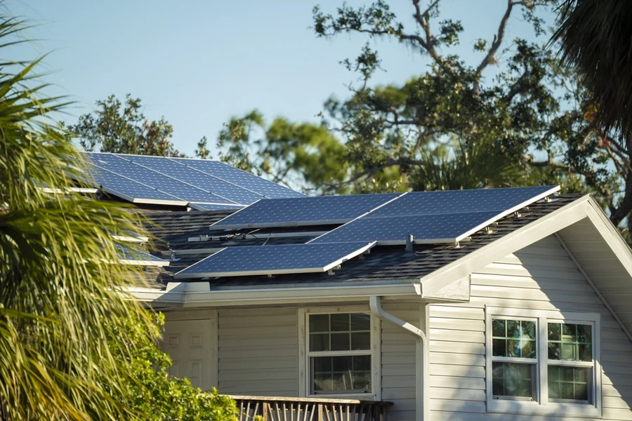 A house with multiple solar panels