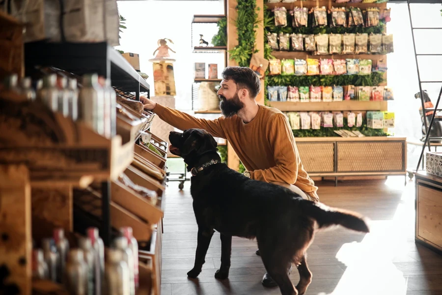 A man shopping at a pet store