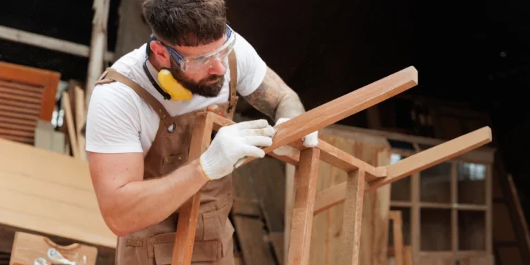 Ein Mann, der an einem Holzbearbeitungsprojekt arbeitet