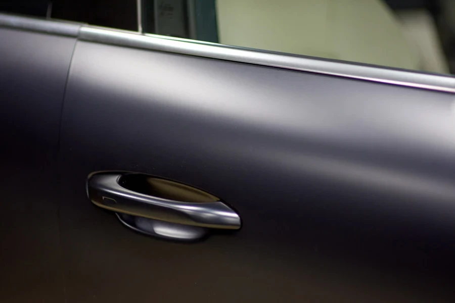 A matte paint protection film installed on a car