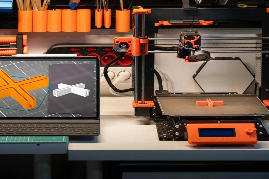 A modern 3D printing station setup