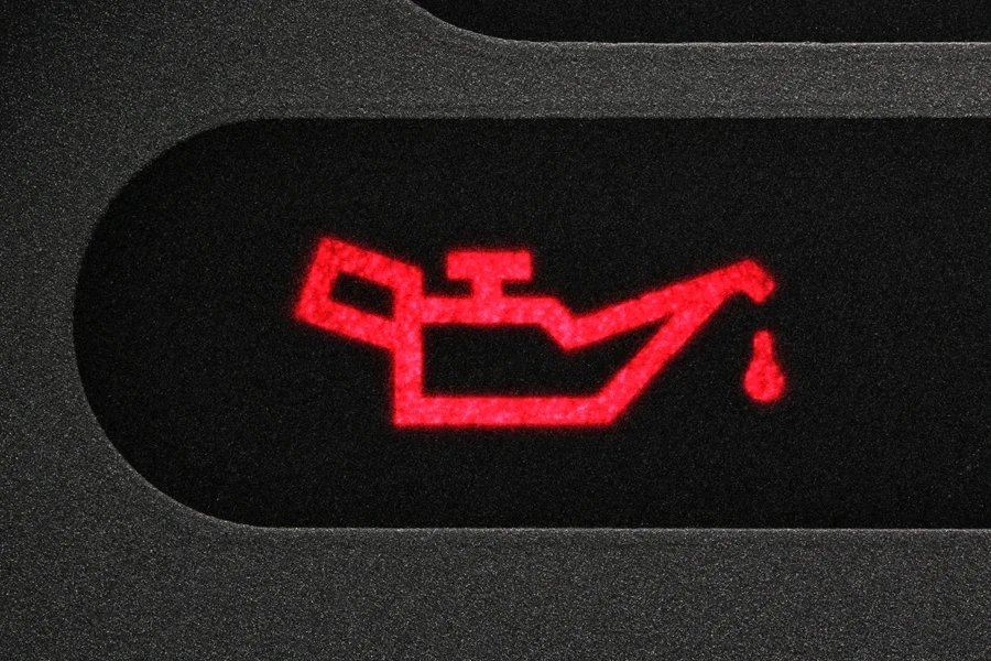 A oil warning light in car dashboard