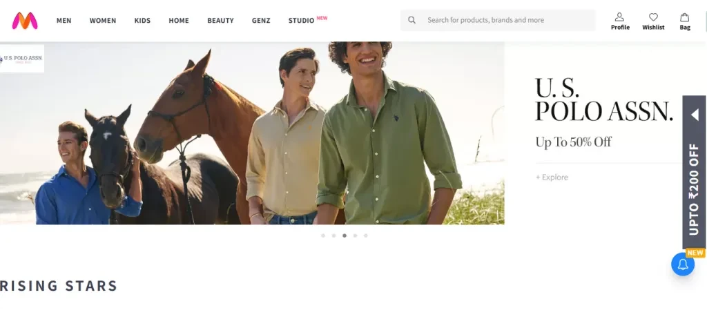 A screenshot of Myntra’s homepage