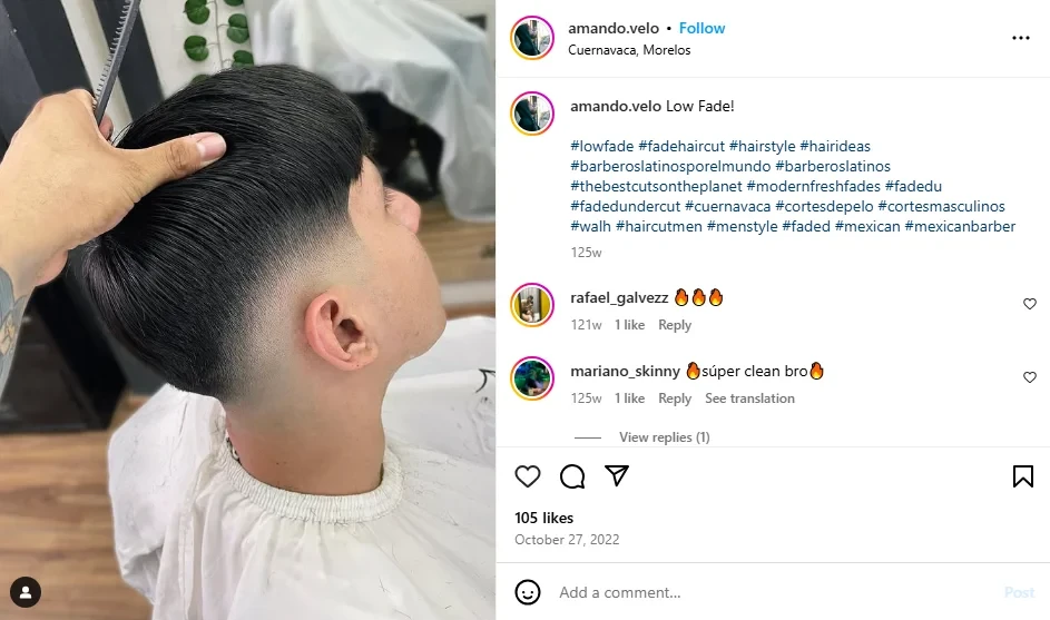 A screenshot of a barber styling a faded undercut
