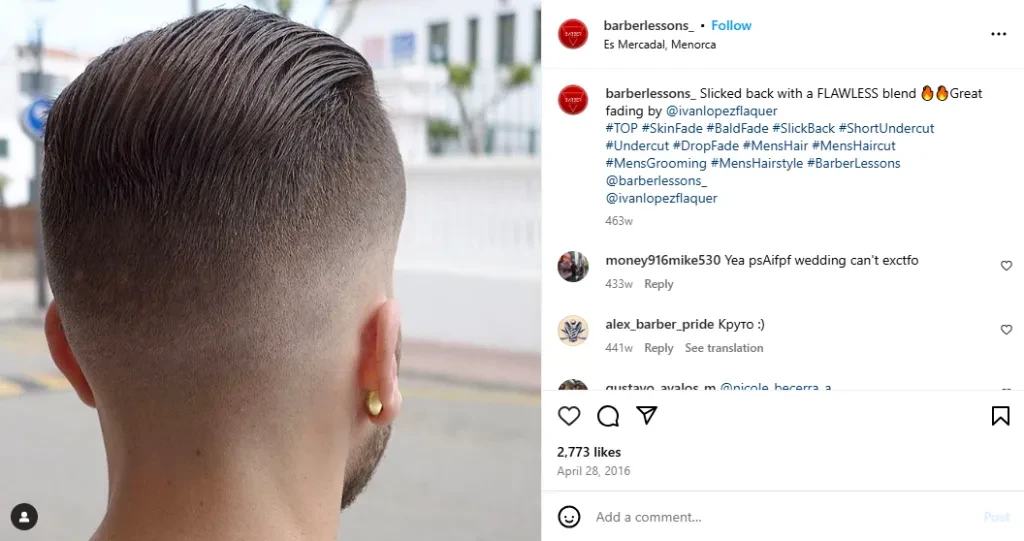 A screenshot of a man showing off a slicked-back undercut