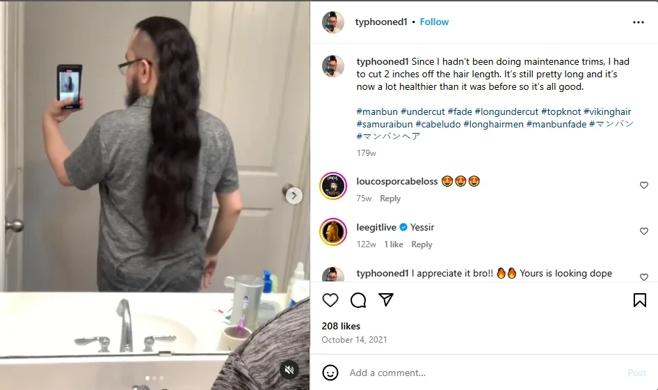 A screenshot of a man showing off long undercut
