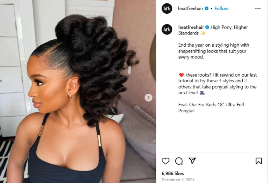 A screenshot of a woman showing off her high ponytail