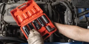 A tool box with oxygen sensor sockets