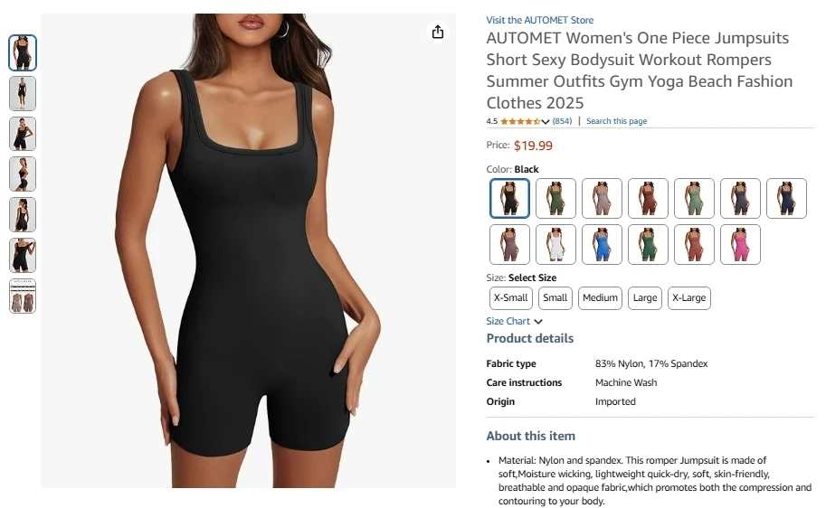 AUTOMET Ribbed Bodysuit Unitard Jumpsuit