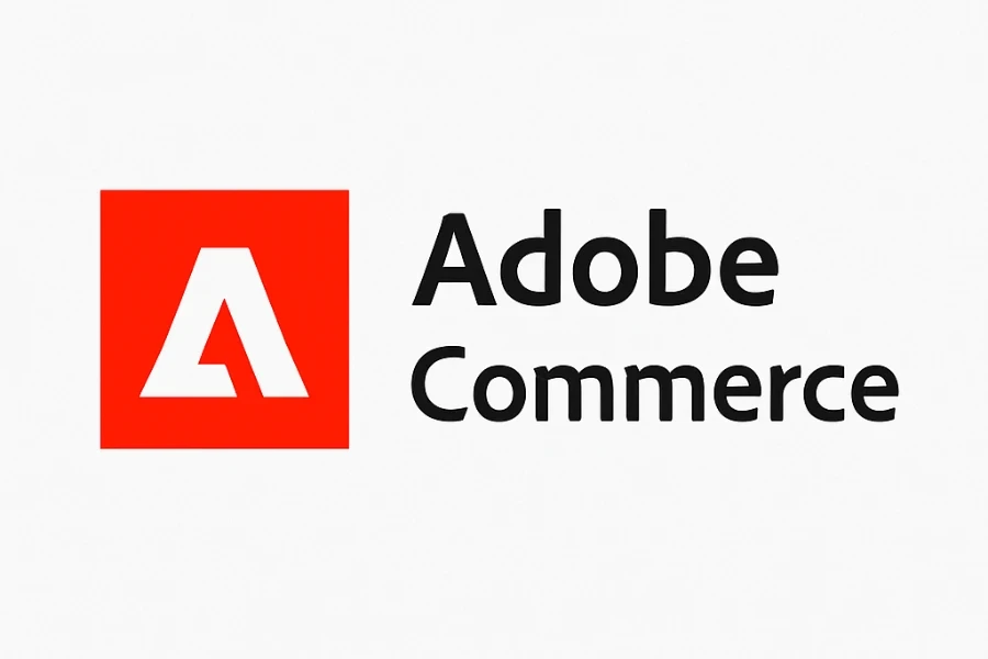 Adobe Commerce logo featuring a red square